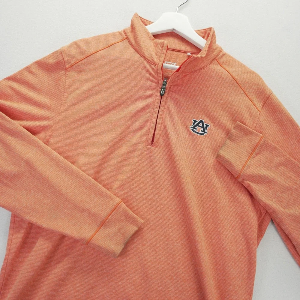 Cutter & Buck Auburn Tigers Mens Medium Orange CB DryTec Quarter Zip MCK09264